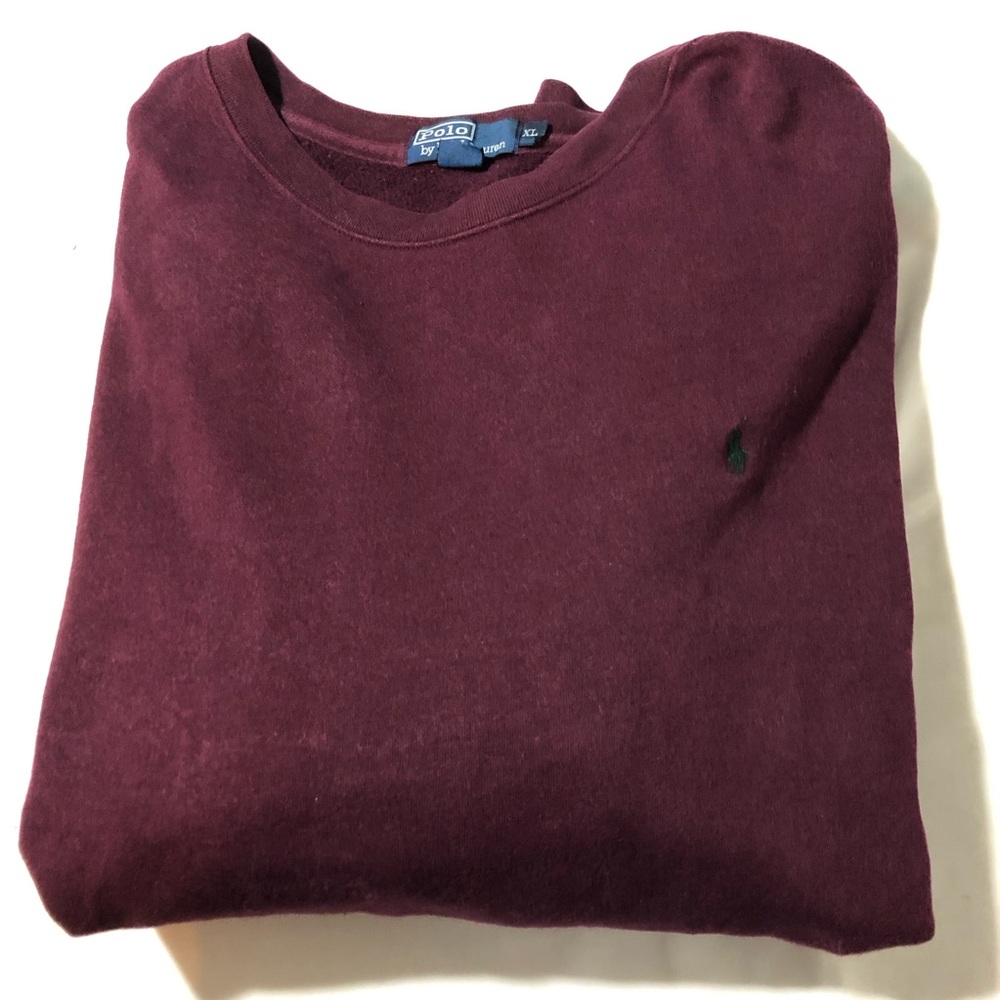 Polo Ralph Lauren burgundy crewneck sweatshirt mens XL green pony